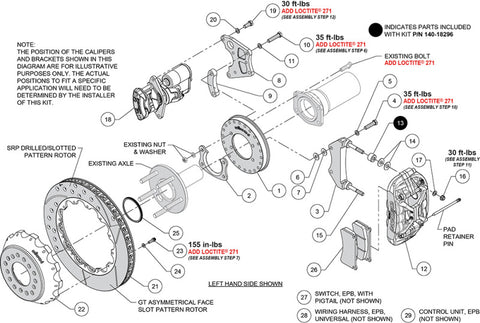 Wilwood kit rear EPB XRS4R big ford new style 2.50 offset 14.00 rotor GT