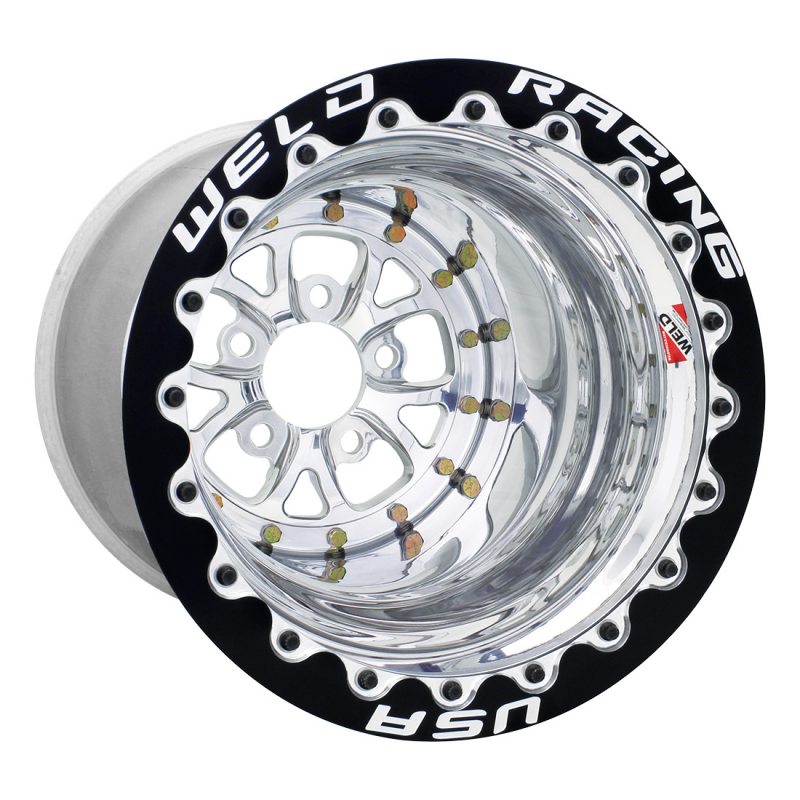 Weld V-Series 15x16/5x4.5/4 BS/3.18 HB - Polished Center - Polished Shell - Black SBL MT Wheel