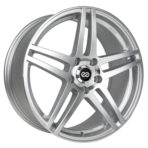 Enkei RSF5 18x8 40mm Offset 5x114.3 Bolt Pattern 72.6mm Bore Dia Silver Machined Wheel