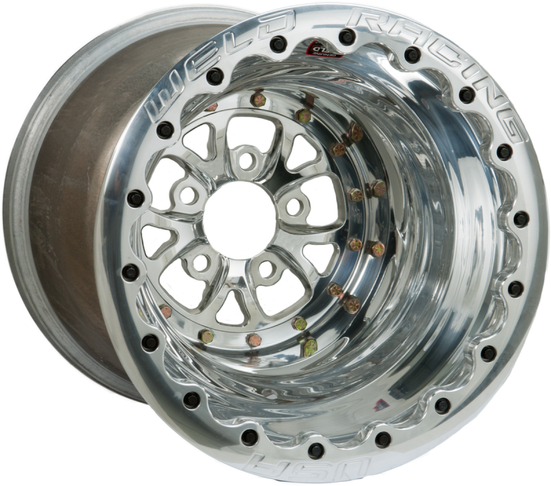 Weld V-Series 15x16 / 5x4.5 / 4 BS / 3.18 HB - Polished Center - Polished Shell - DBL Wheel