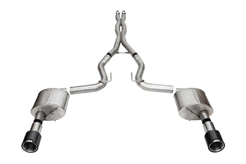 Corsa 2024 Ford Mustang GT Coupe 3in Xtreme Cat-Back Exhaust - 4.5in Carbon Fiber Tips