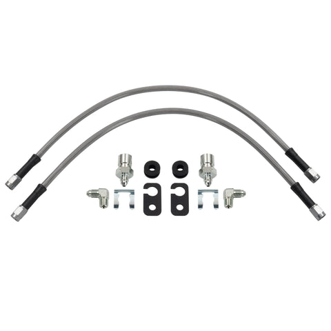 Wilwood flexline kit 18IN OAL M12X1.0 IF 90 deg 1/8-27 NPT -3 W/FLAT bracket