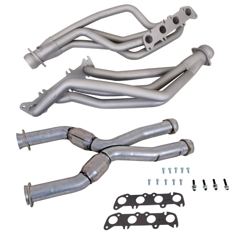 BBK 86-04 Ford Mustang Coyote Swap 1-3/4in Long Tube Headers w/High Flow Catted X-Pipe (Ti Ceramic)