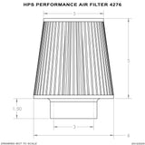 HPS Performance Air Filter 3" ID, 5" Element Length, 6.5" Overall Length, HPS-4276