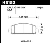 Hawk 88-91 Mazda RX-7 1.3L 10th Anniversary 1 Piston Caliper Front ER-1 Brake Pads