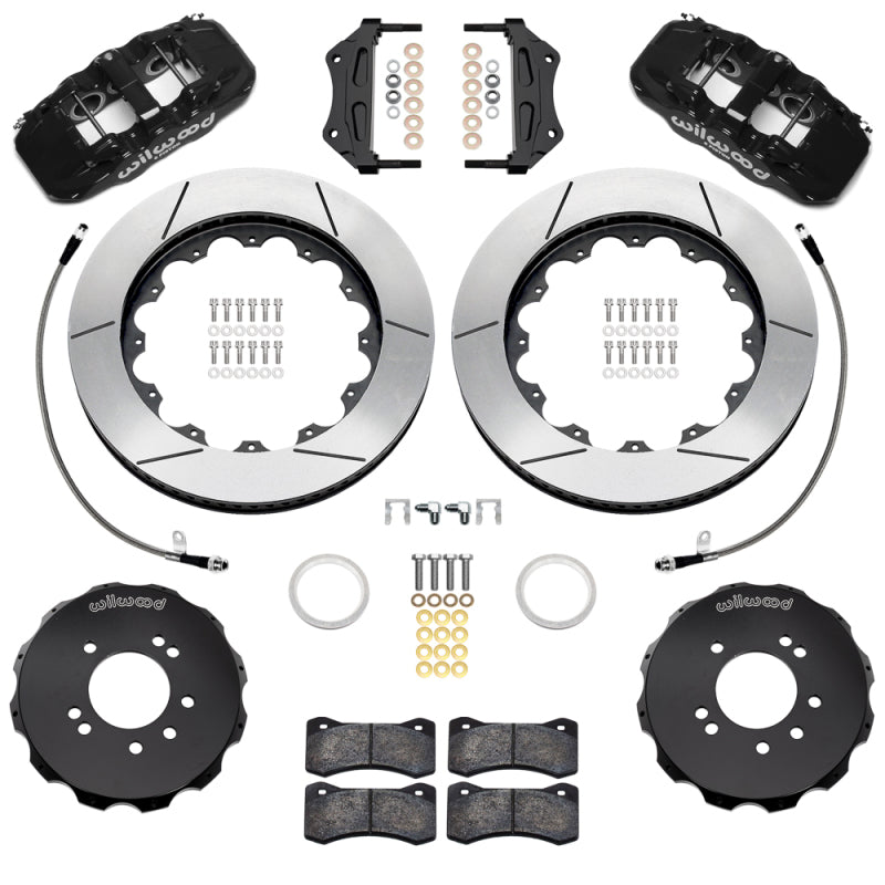 Wilwood 95-98 Nissan Skyline Aerolite 6R Front BBK w/ 14in Slotted Rotors & Flexlines - Black