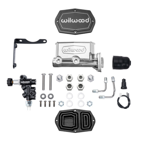 Wilwood MOPAR Compact Tandem M/C Kit w/ P-Valve 1.12in Bore - Chrome Powdercoat