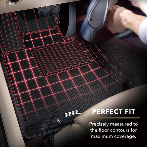 3D MAXpider 2007-2015 Audi Q7 Kagu 1st & 2nd & 3rd Row Floormats - Black