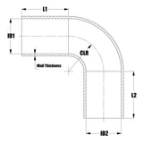 HPS 3.75" ID High Temp 4-ply Reinforced Silicone 90 Degree Elbow Coupler Hose Blue (95mm ID)