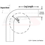 HPS 1-3/8" OD 120 Degree Bend 6061 Aluminum Elbow, 16 Gauge w/ 1 3/4" CLR