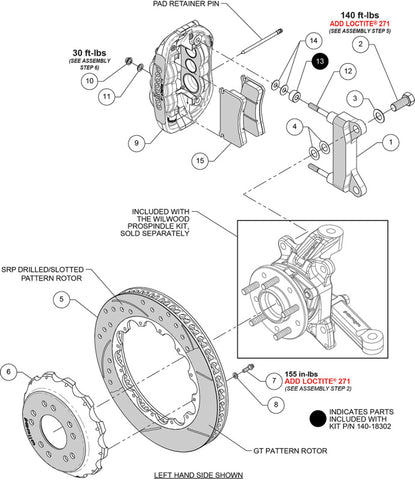 Wilwood kit front XRS6R wwe C10 alum pro spindle 14.00 rotor SRP
