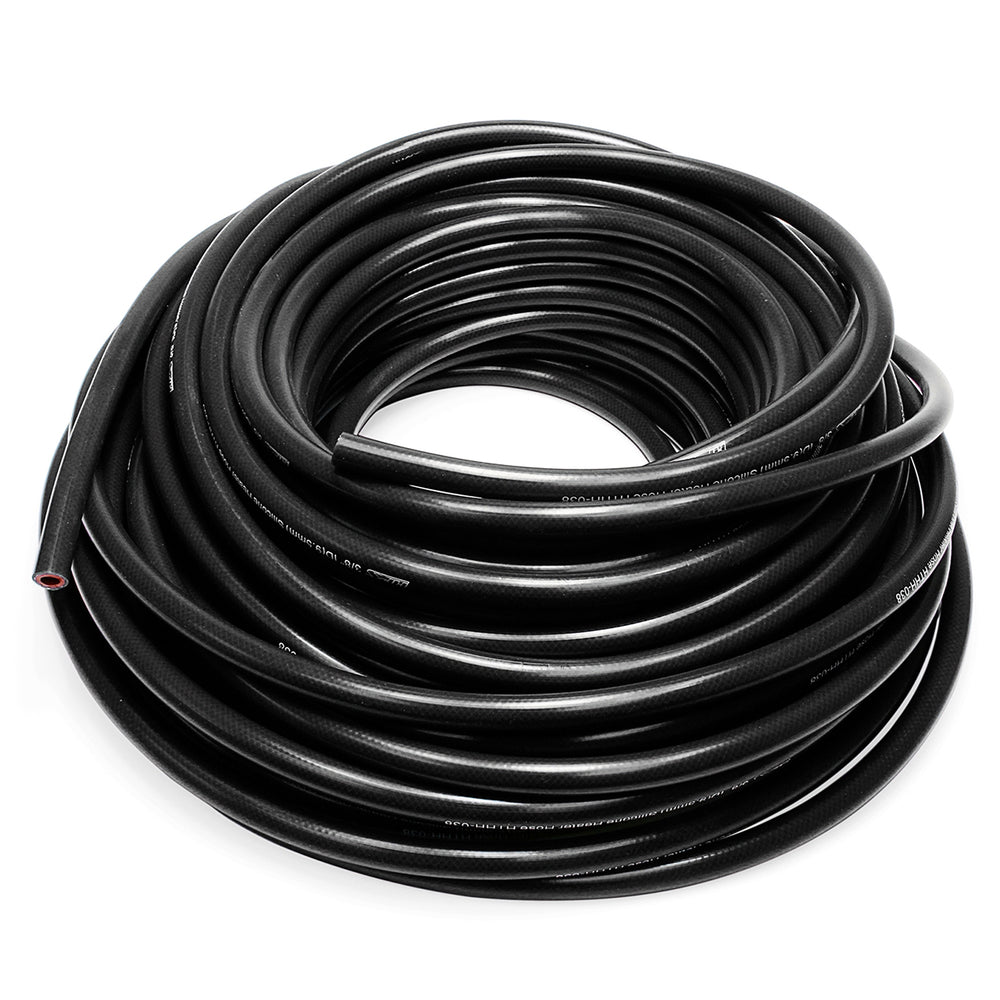 HPS 1/8 inch ID Black high temp reinforced silicone heater hose tubing 50 feet roll Max Temperature Rating: 350F Bend Radius: 1/2 inch