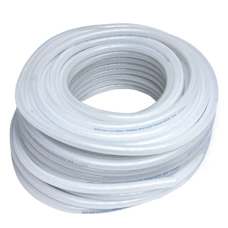 HPS 5/16 inch 8mm ID Clear high temp reinforced silicone heater hose tubing 100 feet roll Max Temperature Rating: 350F Bend Radius: 1-1/4 inch