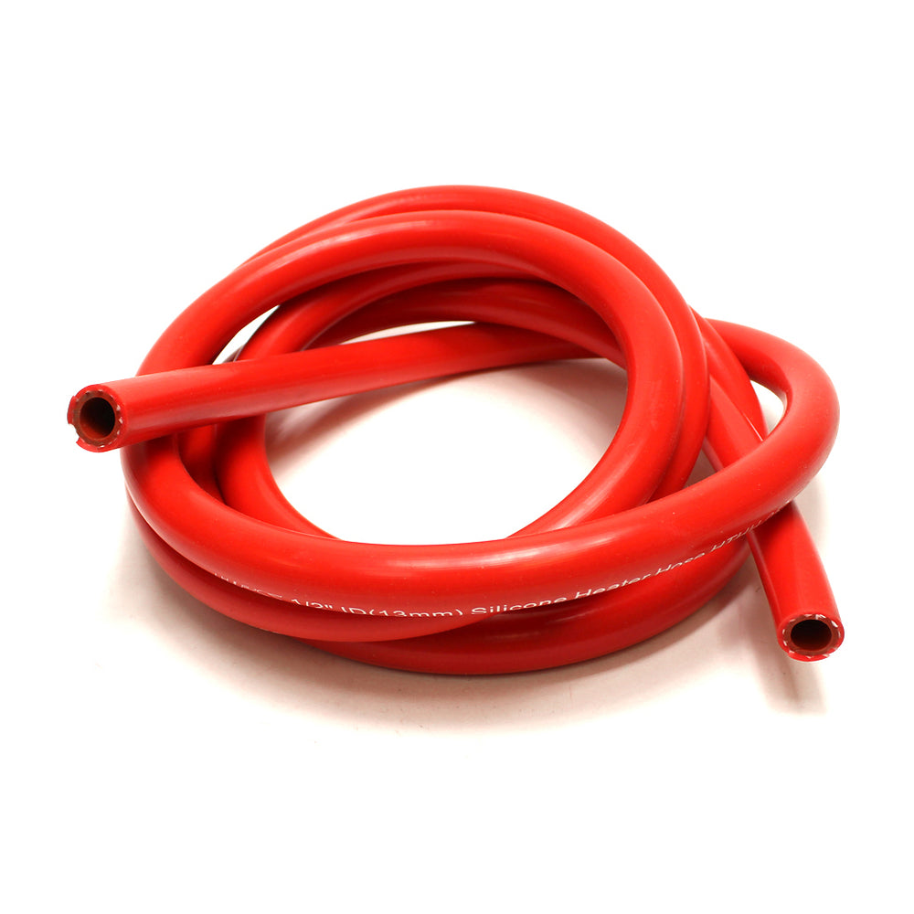 HPS 5/8 inch ID Red high temp reinforced silicone heater hose tubing Max Temperature Rating: 350F Bend Radius: 3 inch