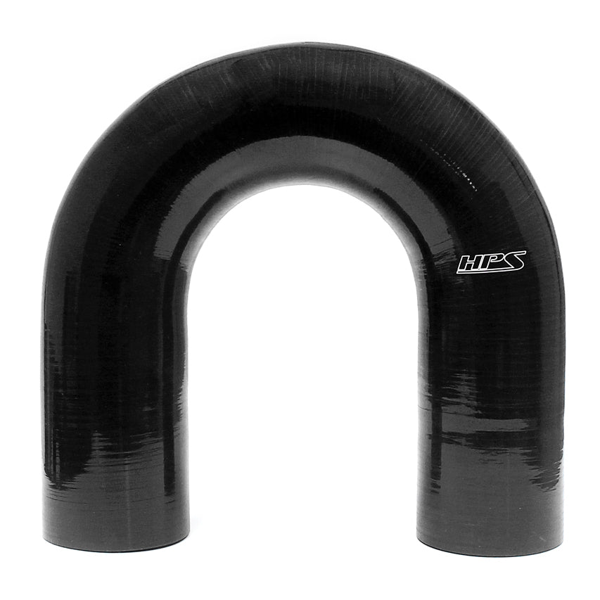 HPS 2.75 inch ID High Temp 4-ply Reinforced Silicone 180 Degree U Bend Elbow Coupler Hose Black 70mm ID