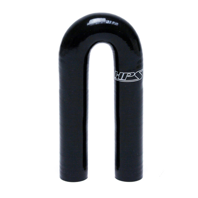 HPS 1.5 inch ID High Temp 4-ply Reinforced Silicone 180 Degree U Bend Elbow Coupler Hose Black 38mm ID