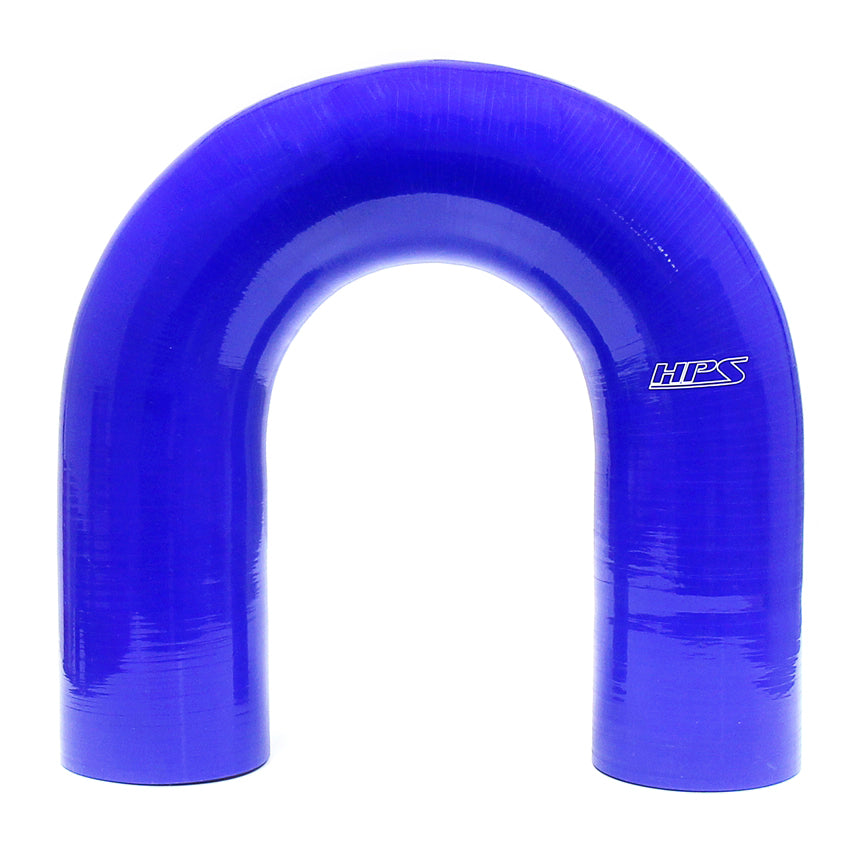HPS 3 inch ID High Temp 4-ply Reinforced Silicone 180 Degree U Bend Elbow Coupler Hose Blue 76mm ID
