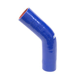 HPS 1.75 inch ID High Temp 4-ply Reinforced Silicone 45 Degree Elbow Coupler Hose Blue 45mm ID