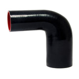 HPS 3/4 inch - 1 inch ID High Temp 4-ply Reinforced Silicone 90 Degree Elbow Reducer Hose Black 19mm - 25mm ID