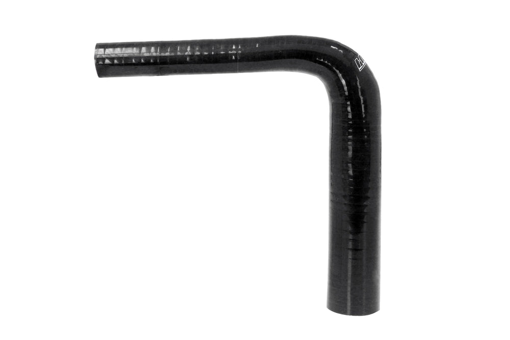 HPS 1-3/4 inch - 2-3/8 inch ID High Temp 4-ply Reinforced Silicone 90 Degree Elbow Reducer Hose Black 45mm - 60mm ID