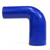 HPS 3 inch - 4 inch ID High Temp 4-ply Reinforced Silicone 90 Degree Elbow Reducer Hose Blue 76mm - 102mm ID