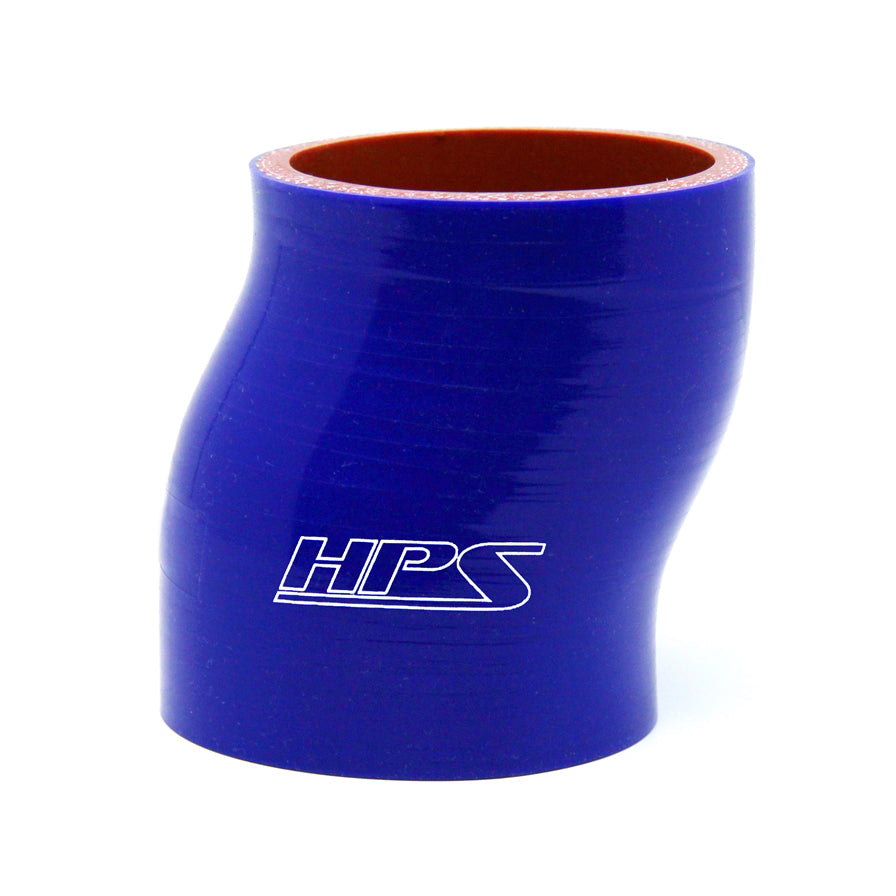 HPS 3.5 inch ID 3 inch Long High Temp 4-ply Reinforced Silicone Offset Coupler Hose Blue 89mm ID 76mm Length