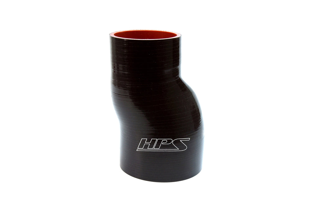 HPS 3-1/4 inch - 3-1/2 inch 83mm - 89mm Silicone Offset Reducer Coupler Hose 6 inch Long High Temp 4-ply Reinforced Black