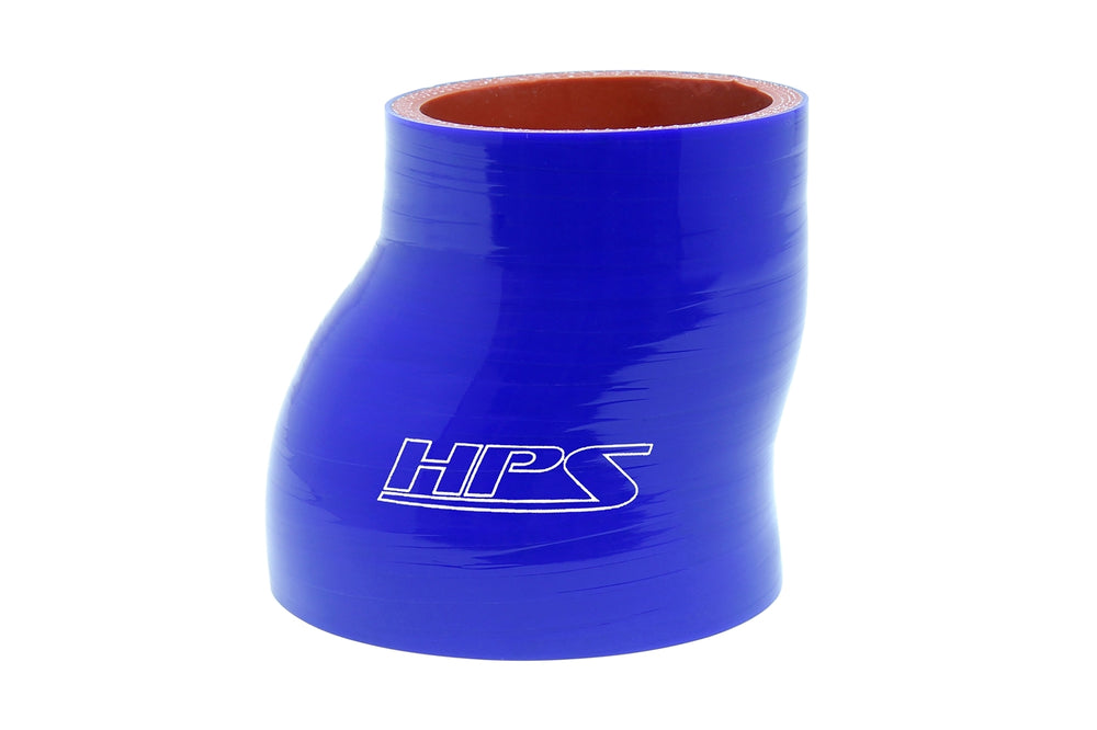 HPS 2.5 inch - 3 inch ID 3 inch Long High Temp 4-ply Reinforced Silicone Offset Reducer Coupler Hose Blue 63mm - 76mm ID 76mm Length