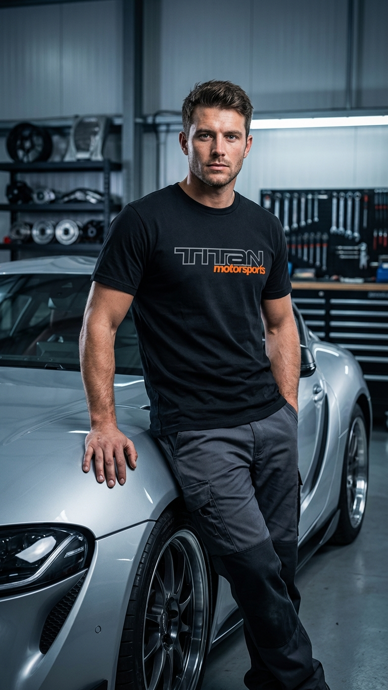 Tuner T-Shirts - Black w/ Orange Logo (Small)