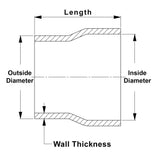 HPS 4.5" OD to 4.5" ID, 6061 Aluminum Slip Fit Transition Reducer Tube Joiner, 7" Long