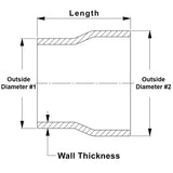HPS 1.75" - 2" OD, 4" Long, 6061 Aluminum Step Up Transition Joiner Reducer Tube