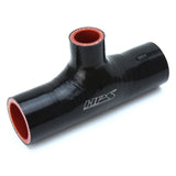 HPS 2-1/8 inch ID 1 inch ID branch Black Silicone Coupler Blow Off Valve T Hose Tee Adapter