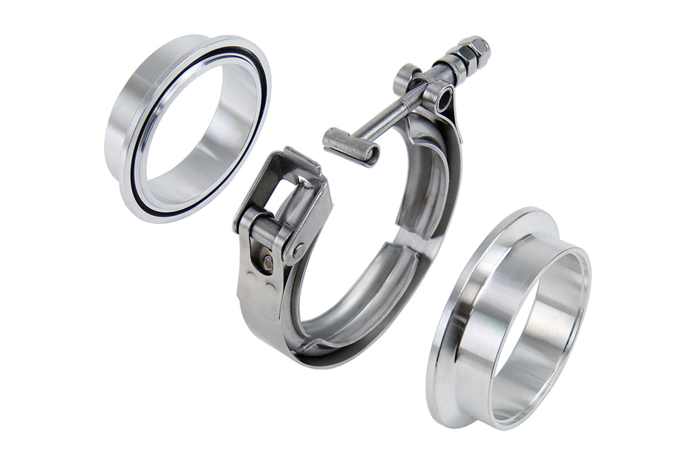 HPS Stainless Steel 5 inch V Band Clamp Kit Aluminum Flanges NBR O-Ring Quick Release