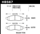 Hawk 04-06 infiniti QX56 / 05-06 Armada / 04 Pathfinder / 04-07 Titan HPS Street Front Brake Pads