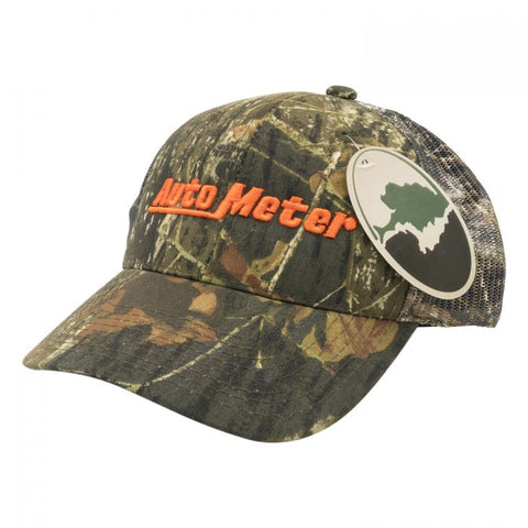 HAT, MESH BACK W/VELCRO, HUNTING CAMO, BLAZE ORANGE 'AUTOMETER'