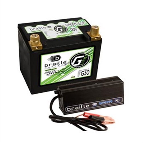 Braille Battery Green-Lite Lithium Ion 12-Volt Battery and Charger Combo BCI Group Size: 30