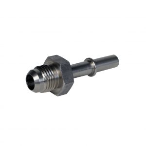 Ford OE pressure line, 5/16in Male Quick Connect to -6 AN male (Male OE filter coupler).