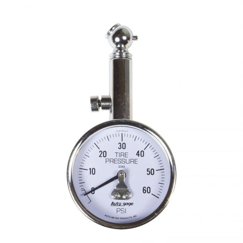 GAUGE, TIRE PRESSURE, ANALOG, 60PSI, WHITE DIAL, W/ PEAK HOLD, AUTOGAGE