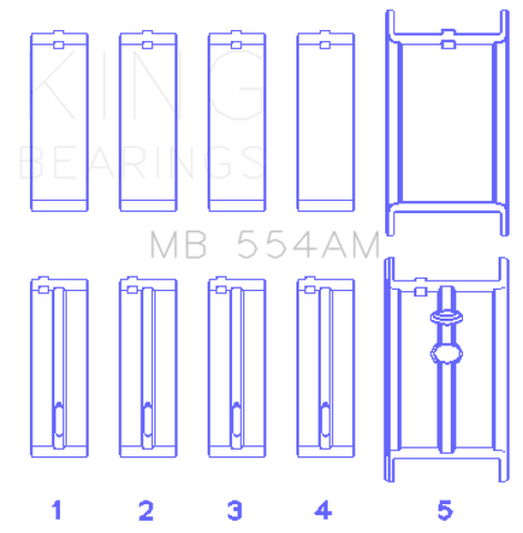 King Engine Bearings GM 265/283/302/327 8 Cyl (0.50 Oversized) Main Bearing Set