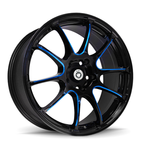 Konig Illusion 17x7 5x100 ET40 Black/Ball Cut Blue