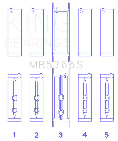King Engine Bearings GM LS1/2/4/6 (Housing Bore +.010) (Size STD) Main Bearing Set