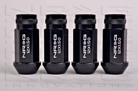NRG M12 x 1.5mm Forged Open Ended Lug Nut - 800 Series - 4 Piece Kit (4 Lug Nuts) - Black