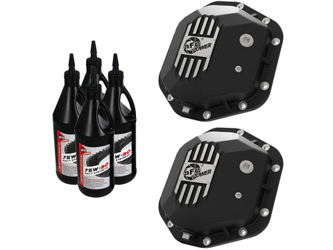 aFe Power Pro Series Dana 44 Front & Rear Diff Cover Black w/ Mach Fins 97-18 Jeep Wrangler (TJ/JK)