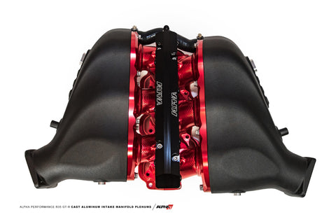 AMS Performance Nissan GT-R Alpha Carbon Fiber/Billet Intake Manifold w/Secondary Fuel Rail - Red