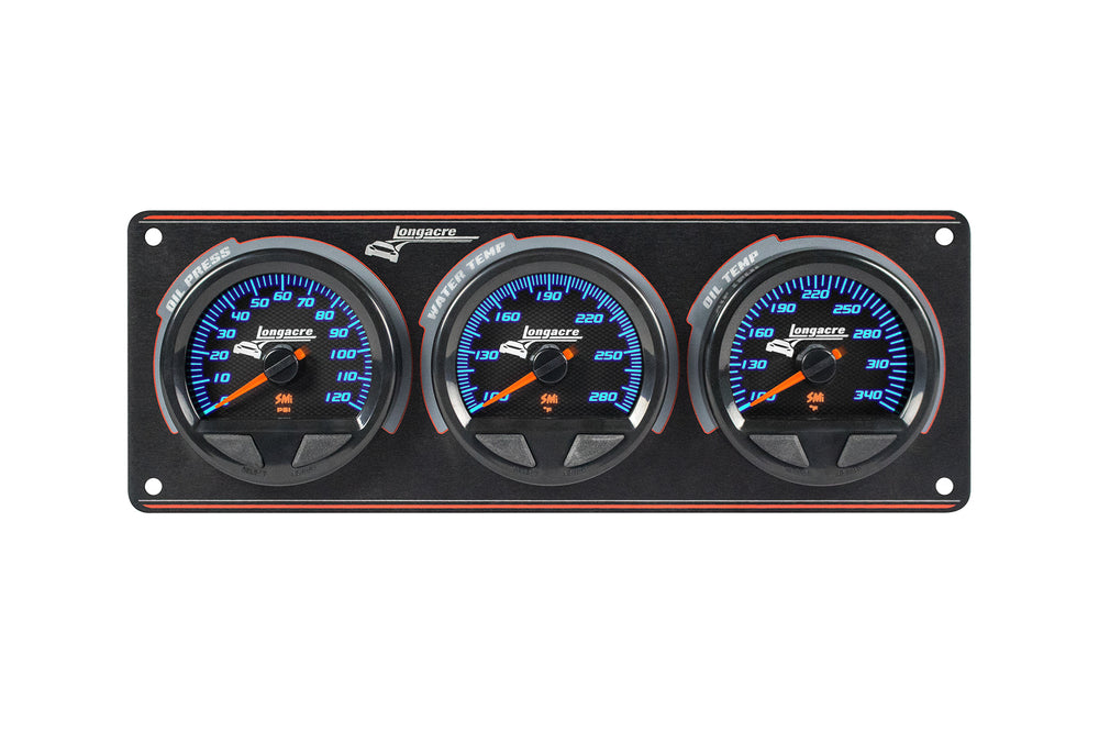 SMi™ Elite Waterproof Gauge Panel from Longacre, 3 Gauge Oil Pressure/Water Temperature/Oil Temperature