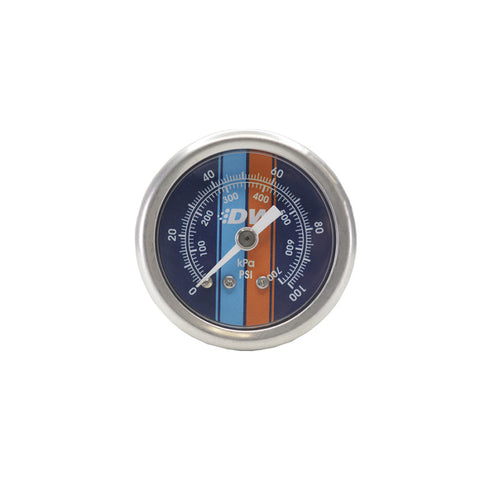 DeatschWerks 0-100 PSI 1/8in NPT Mechanical Fuel Pressure Gauge Brushed Housing Blue Face