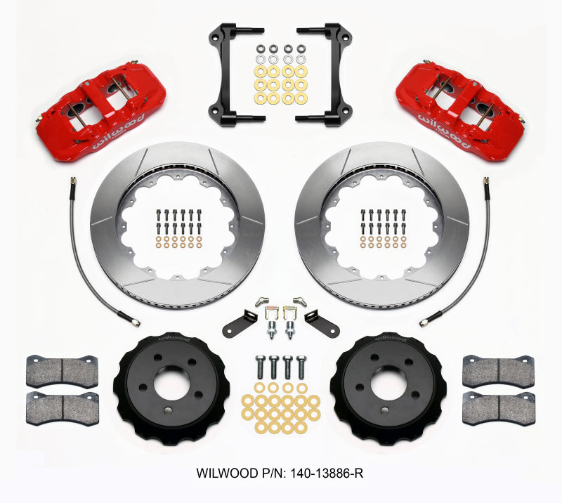 Wilwood AERO6 Front Hat Kit 14.00 Red 15-23 Mustang w/Lines