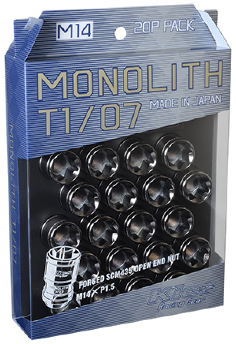 Project Kics 14 x 1.5 Glorious Black T1/07 Monolith Lug Nuts - 20 Pcs