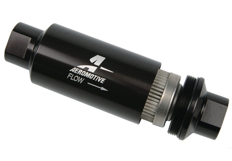 Filter, In-Line, 100-m Stainless Mesh Element, ORB-10 Port, Black Hard-Coat, Marine, 2in OD.