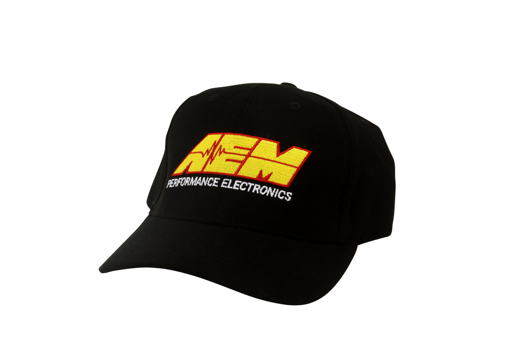 AEM Logo Hat, Black, Curved Bill with Velcro Back, Universal Size